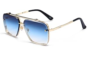 Dollger Square Aviator Sunglasses for Men and Women Fashion Metal Vintage Gradient Shades Sunglasses UV400 Protection