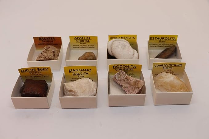 Bitacora Minerales Coleccion Caja ganga Lote 8 Unidades Cristales: Amazon.es: Hogar