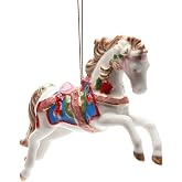 StealStreet SS-CG-10682 4.88" White Painted Carousel Horse Christmas Tree Ornament