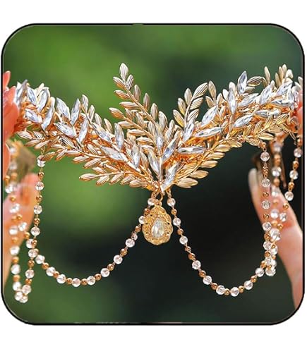 Amazon.com : Unicra Gold Leaf Crown Leaves Tiara Bridal  display picture 3
