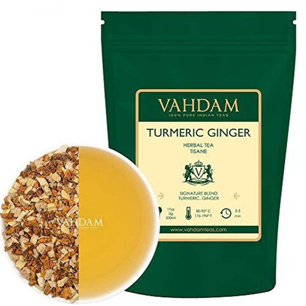 VAHDAM, Turmeric + Ginger POWERFUL SUPERFOOD Blend (100+ Cups) I CAFFEINE FREE Herbal Tea | POWERFUL Wellness & Healing TURMERIC for IMMUNITY | 100% NATURAL | Try COLD BREW or Hot Tea with Milk | 7 oz : Grocery & Gourmet Food