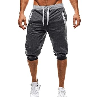 Hellomiko Herren Baumwolle Sport Jogginghose Shorts 3/4 Jogging Gym Sommer Freizeithose