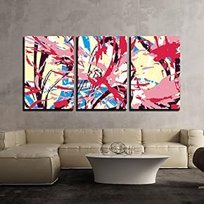 3 Piece Canvas Wall Art - Vector - Colored Abstract Pattern Graffiti - Modern Home Art Stretched and Framed Ready to Hang - 16"x24"x3 Panels