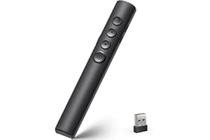 IGBRIRANT Wireless Presentation Clicker for Powerpoint Slideshow, Office/Classroom PPT Remote Presenter Pointer Slide Advancer with USB Receiver for Computer/MacBook Laptop/PC Black Red Light