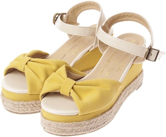 Amazon Mysty Woman ウエッジリボンサンダル イエロー L 24 5cm Mysty Woman ミスティウーマン シューズ バッグ