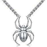 Lattd Spider Necklace for Men 925 Sterling Silver Cool Spider Pendant Halloween Jewelry Gifts for Men Women