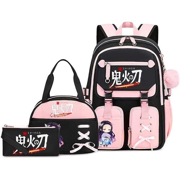 Amazon.com: Roffatide Anime Demon Slayer Backpack Pink 