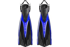 EVO Forte Snorkel Fins Adjustable Diving Fins, Open Heel Swimming Fins, Swim Fins for Adult Men Women Open Heel Swimming Fins Scuba Fins Flippers for Swimming