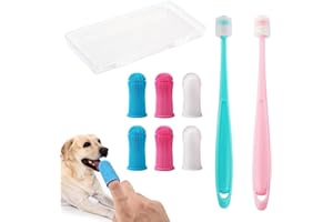 8 Packs Dog Toothbrush Set, 360º Pets Teeth Cleaning Toothbrush for Dogs Cats Dental Care, Silicone Finger Teeth Brush for Do