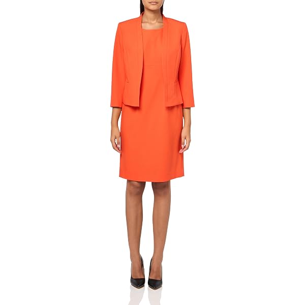 Le Suit Duster Jacket & Sheath Dress, 2pc Set, Bordeaux, 4 at Amazon Women's  Clothing store