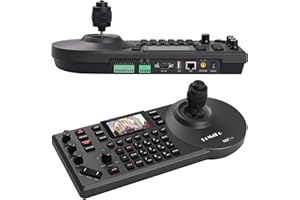 FoMaKo NDI PTZ Camera Controller 3" Preview LCD, PoE NDI Camera Controller Keyboard with 4D Joystick for Church Live (NDI License Included) KC608N