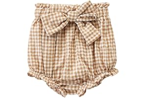 RUKOSU Toddler Baby Girls Plaid Bloomers High Waist Ruffle Bow Tie Diaper Cover Loose Harem Shorts