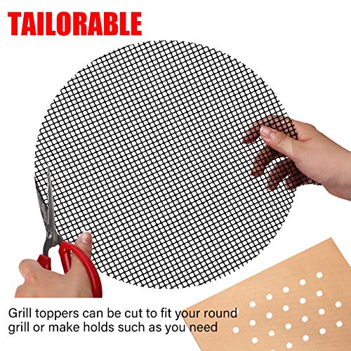 PR PeakRous Grill Mats for Outdoor Grill, 5 Packs (2 Copper Grill Mats, 3 BBQ Mesh Mats, 2 Cleaners) Heavy Duty 0.3MM Thicker Baking Mats Nonstick Reusable for Charcoal Gas Electric Grill