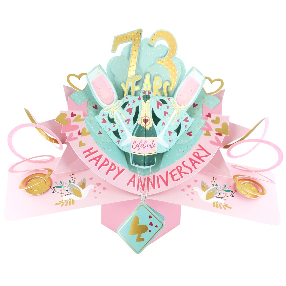 73 Years Happy 73rd Anniversary Pop-Up Greeting Card Love Kate's 3D Pop Up Cards POP216MC73