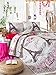 Paris Bedding Set, Cotton and Polyester - Eiffel Tower View with Colorful Flowers - Set of 3 - Fiber Filling Comforter and 2 Pillowcases for Full Bed
