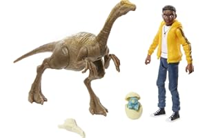 Mattel Jurassic World Toys Camp Cretaceous Darius and Gallimimus Human and Dino Pack with 2 Action Figures and 2 Accessories, Toy Gift Set and Collectible for Dinosaur Fans