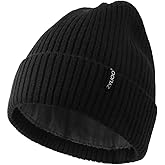 Zylioo Plus Size Fleece Lined Beanie Hat,2XL/XL/L/M/S Thermal Knitted Hat,Winter Warm Lined Snow Hats for Women Men