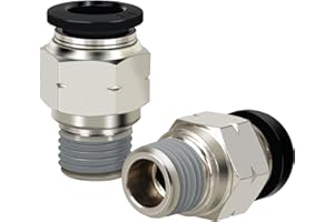 HOFUJNG Pneumatic Male Straight 3/8 Inch Tube OD x 1/4" NPT Push to Connect Fittings Mode PC3/8xN02(Pack of 2)