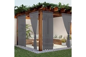 youleyar Sheer Outdoor Curtains for Patio Waterproof 2 Panels Linen Look Rod Pocket Indoor Grey Voile Curtain for Living Room, Bedroom, Porch, Pergola, Cabana, Gazebo(52x84 Inch, Dark Gray)