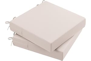 AAAAAcessories Outdoor Seat Cushions for Chairs, Waterproof, Fade-Resistant, 20" x 20" x 3", Patio Furniture Replacement Cushions, Set of 2, Khaki Beige