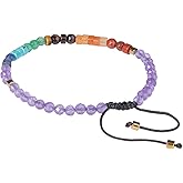 TUMBEELLUWA Morse Code Love Crystal Bracelet Adjustable 8mm Bead Stone Reiki Healing Beaded Chakra Jewelry Spiritual Gift for Women Men