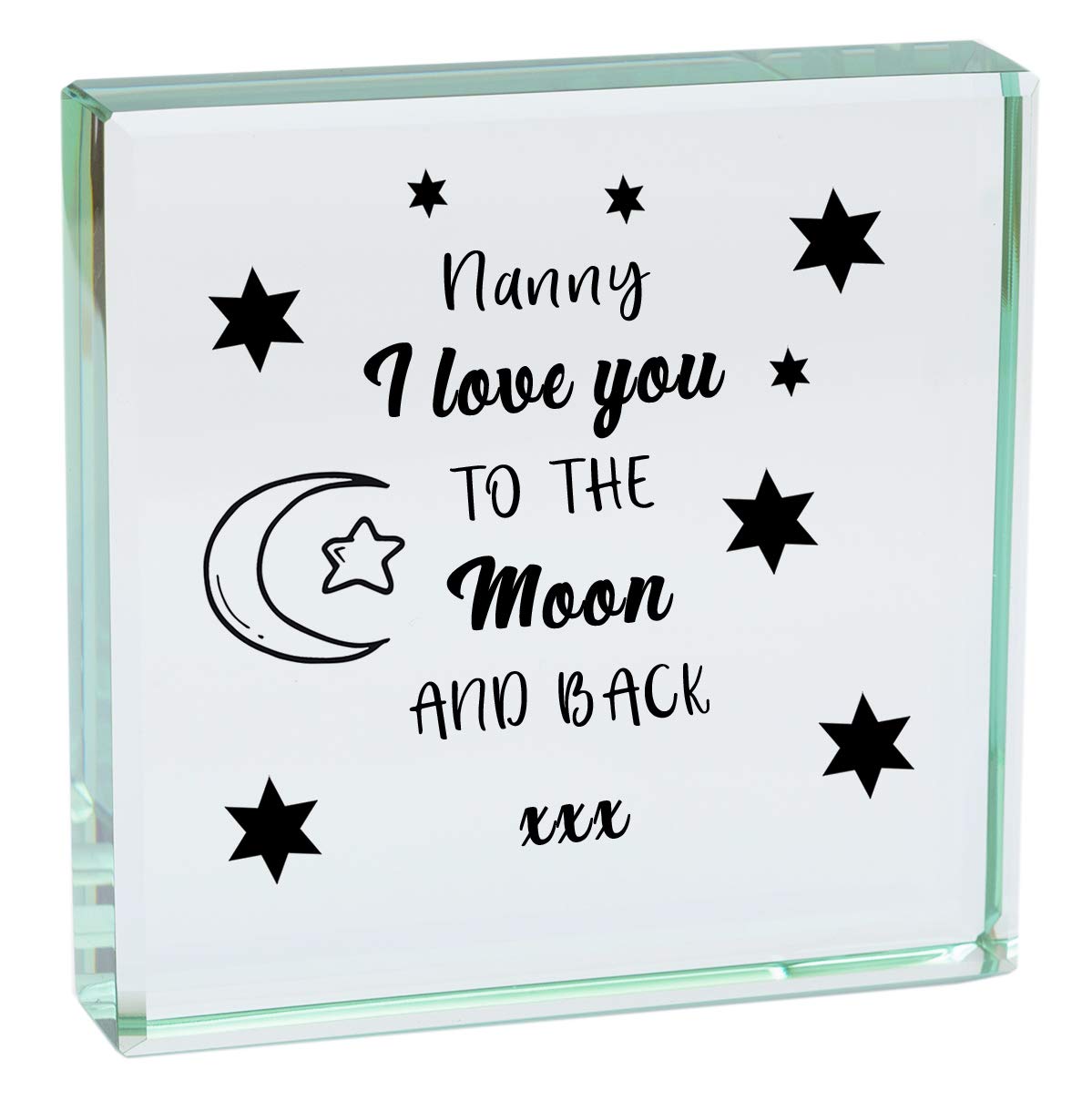 Chris Bag Of Goodies Nanny I Love You To The Moon and Back Novelty Glass Keepsake Gifts Idea From Grandchildren