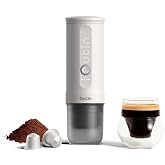 OutIn Nano Portable Electric Espresso Machine, Travel Coffee Maker | Self-Heating USB-C Car Coffee Maker for Ground Coffee &amp; NS Capsules, Ideal for Camping, RV, Hiking and Office, Pearl White