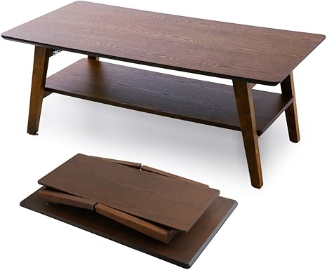 Amazon Co Jp Lowya ロウヤ テーブル センターテーブル ローテーブル 折りたたみ 天然木 おしゃれ ブラウン ホーム キッチン