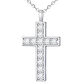 Soumimi Moissanite Cross Necklace for Women 925 Sterling Silver Cross Pendant Jewelry Birthday Christmas Gift for Mom Wife, 18+2 inches