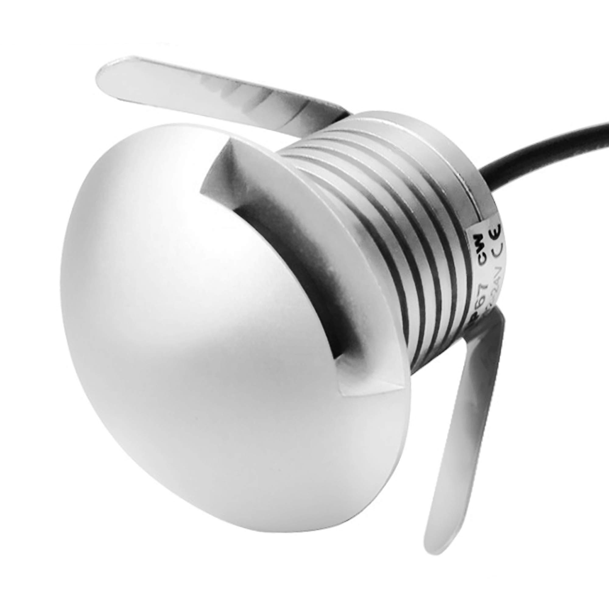 CNBRIGHTER LED In-Ground Well Light,3W 12V-24V DC,IP67 Waterproof Aluminum,Directional Horizontally Outdoor Landscape Lighting,Side View Beam,Warm White-3000K (Q1-1 Way)