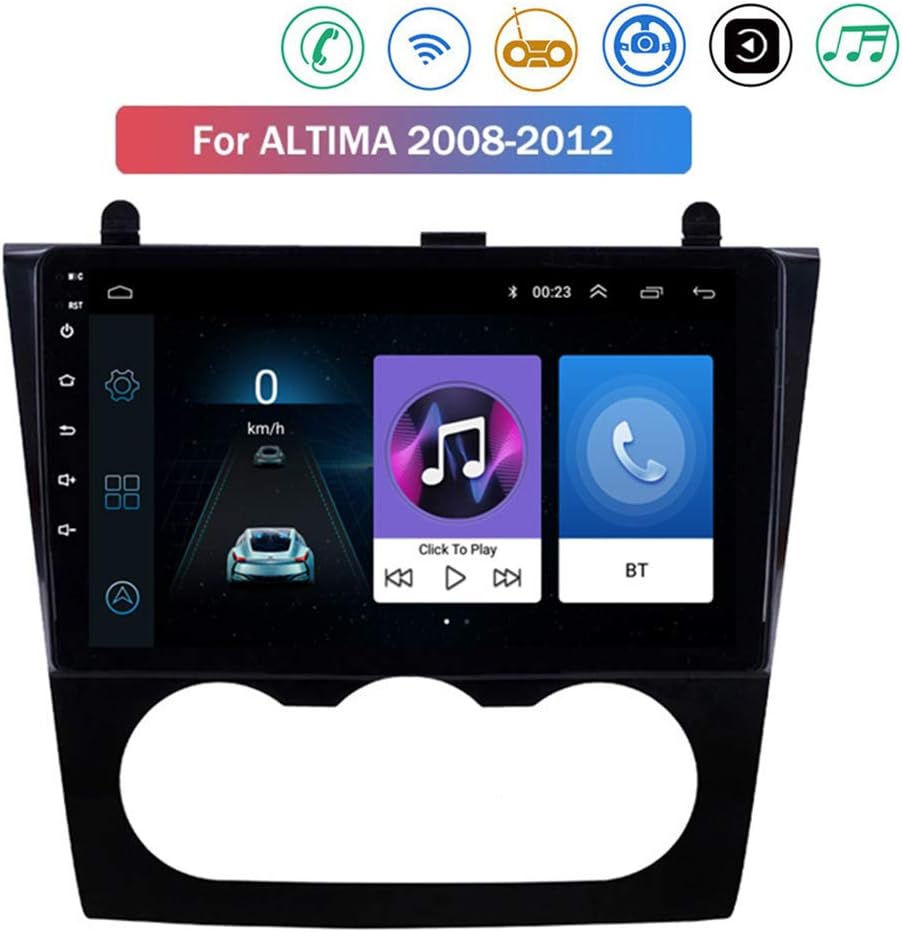 ZhiQin Android 8.1 Car Navigation Stereo for Nissan ALTIMA 2008-2012 with Bluetooth Car Entertainment Multimedia Radio, Wifi/BT Tethering Internet, Support SD USB DVR ODB