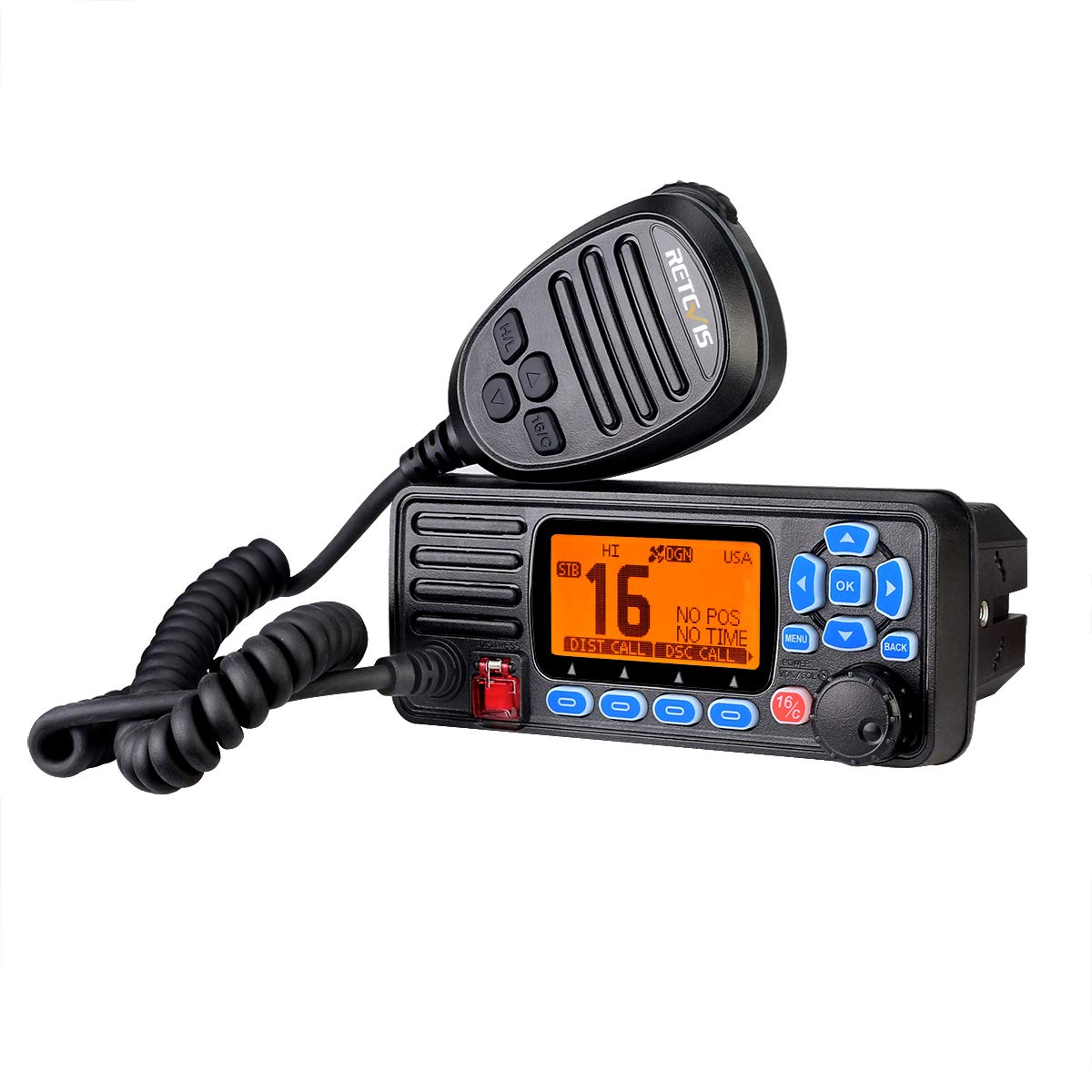 Retevis RA27 Marine Transceiver, IP67 Waterproof Marine Radio, Buil-in DSC/GPS, 88 Channels VHF Radio for International, Professional Ship to Shore for Boat (Black, 1 Pcs)