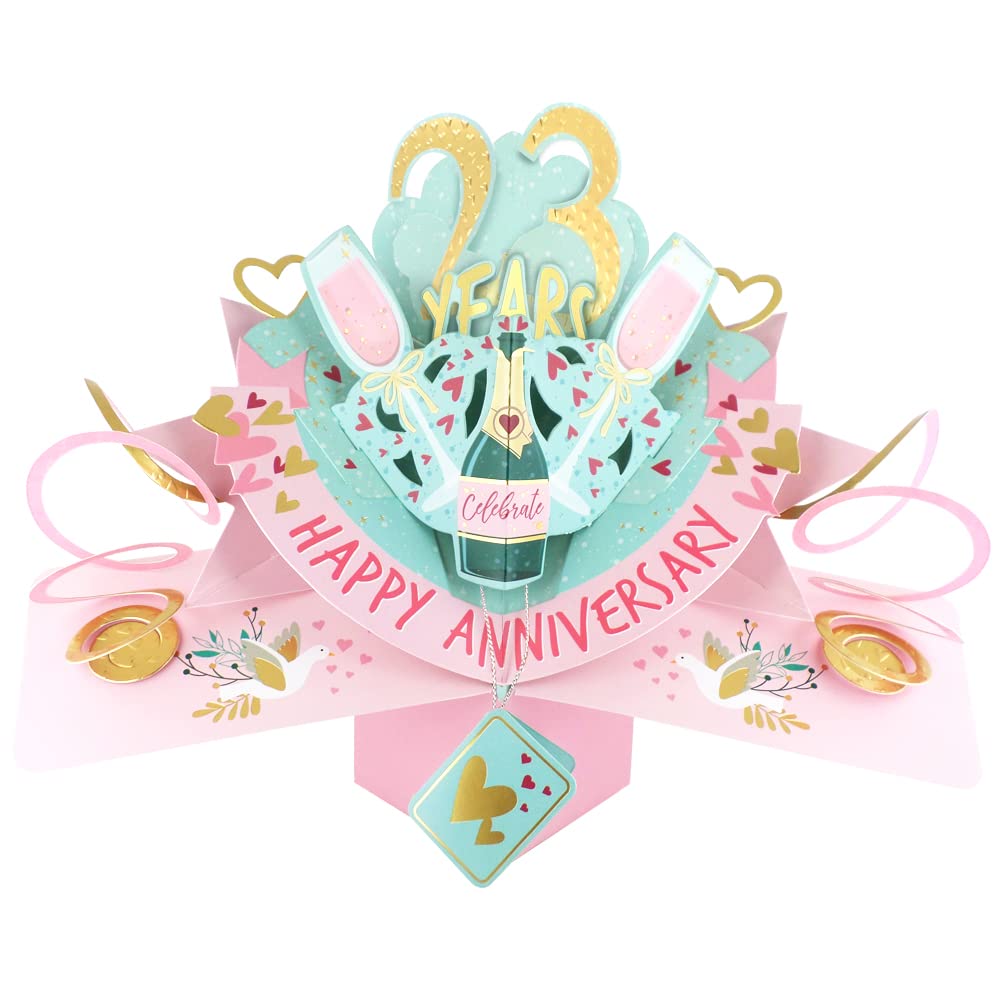 23 Years Happy 23rd Anniversary Pop-Up Greeting Card Love Kate's 3D Pop Up Cards POP216MC23