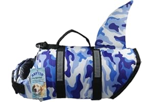 ANPTER Dog Life Jacket for Swimming Boating Pool,Shark Camo Doggy Water Vest with Reflective Stripes for Small Medium and Large Dog