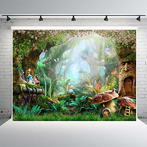 7x5ft Fairy Tale Forest Photo Backdrops Vinyl Mushrooms Photography Booth Background for Spring