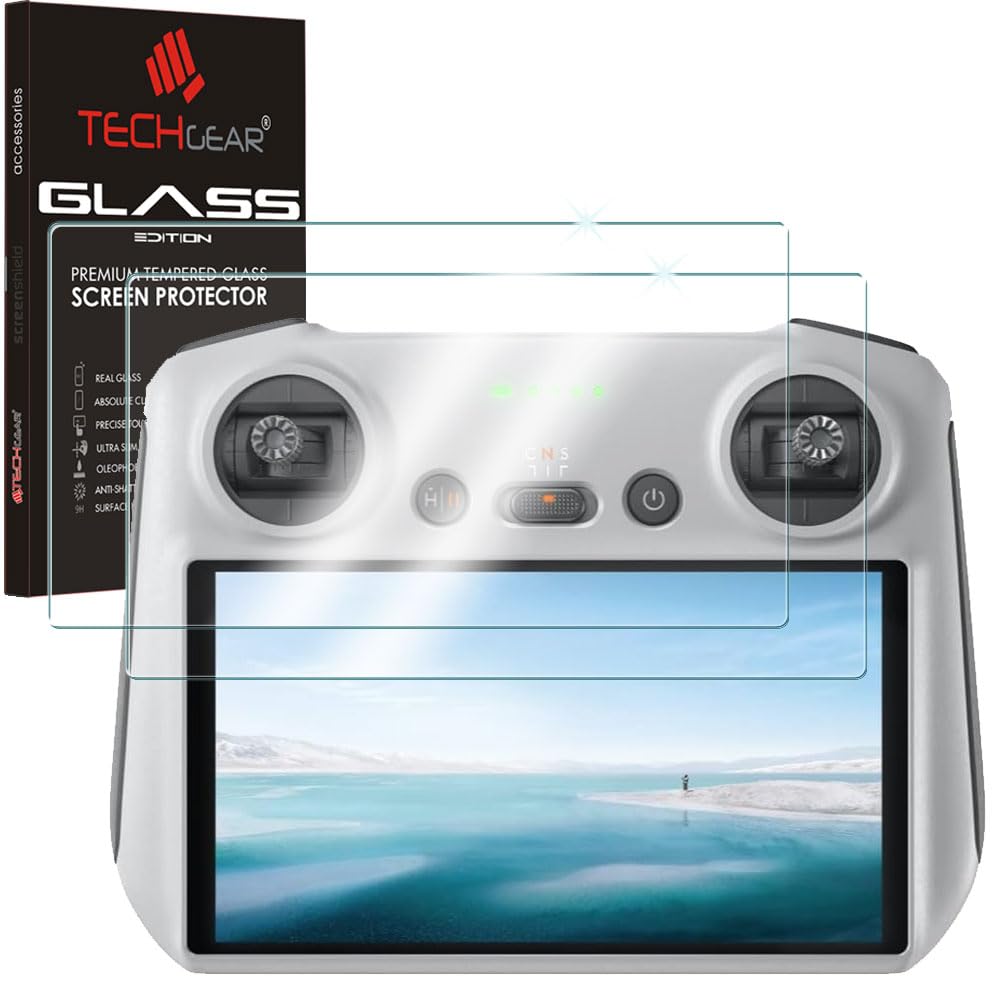 TECHGEAR [2 Pack GLASS Protector Compatible with DJI RC/DJI RC 2 Controller, Full Coverage Tempered Glass Screen Protector Cover for DJI RC display of DJI Mini 3 Pro [9H] [HD Clarity] [No-Bubble]