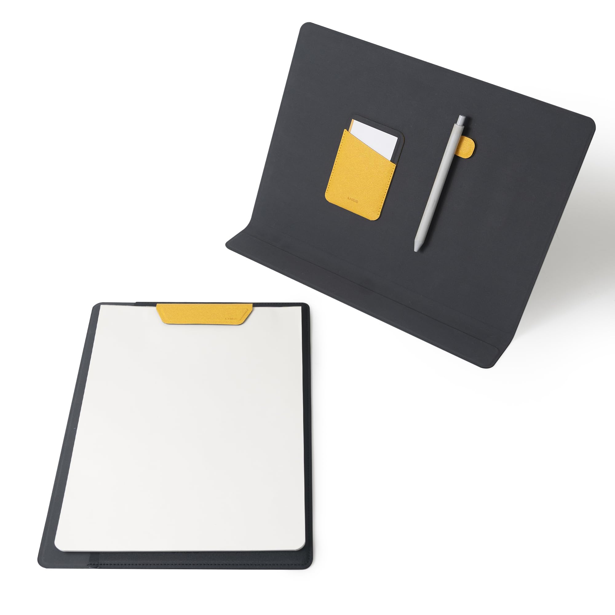 LHiDS Folio Lite 2.0 with Stand, Business Portfolio Resume, 3-in-1 Padfolio with Magnetic Accessories, Work as Notebook Cover, Clipboard, Organizing Board for Home and Office (Yellow, A4/Letter)