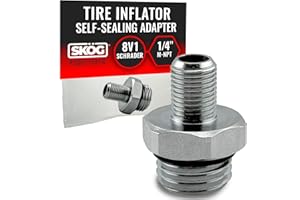 SKÖG Self-Sealing Tire Inflator Adapter (1 Pack) – 1/4” NPT Male to Schrader Valve, Leak-Free O-Ring, No Tape Needed