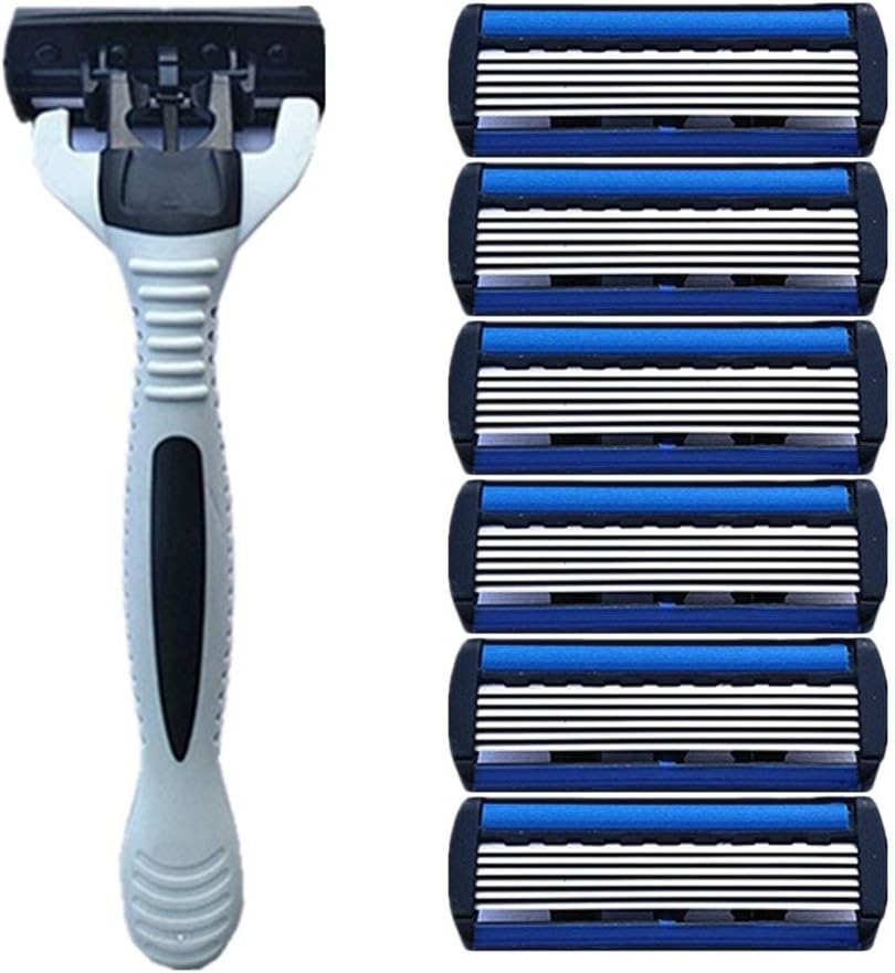 WEIHAN 1+4 Combo Set Men Safety Traditional Classic 6 Layers Shaving Hair Blade Razor Manual Stainless Steel Shaving Hair Blade