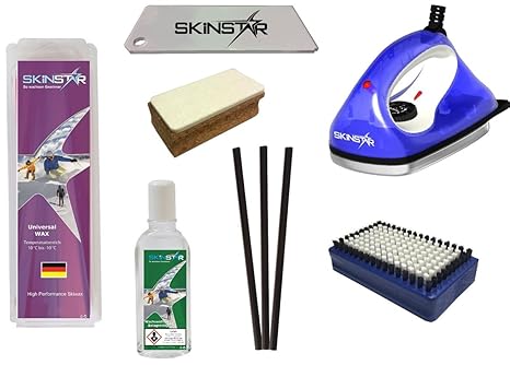 SkinStar Skiwax Set Skiwachs Starter Set mit Belagsausbesserung 7- teilig