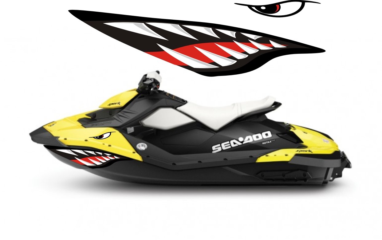 Seadoo Bombardier Spark 2 3 Jet Graphic Wrap Jetski Seadoo Shark Mouth