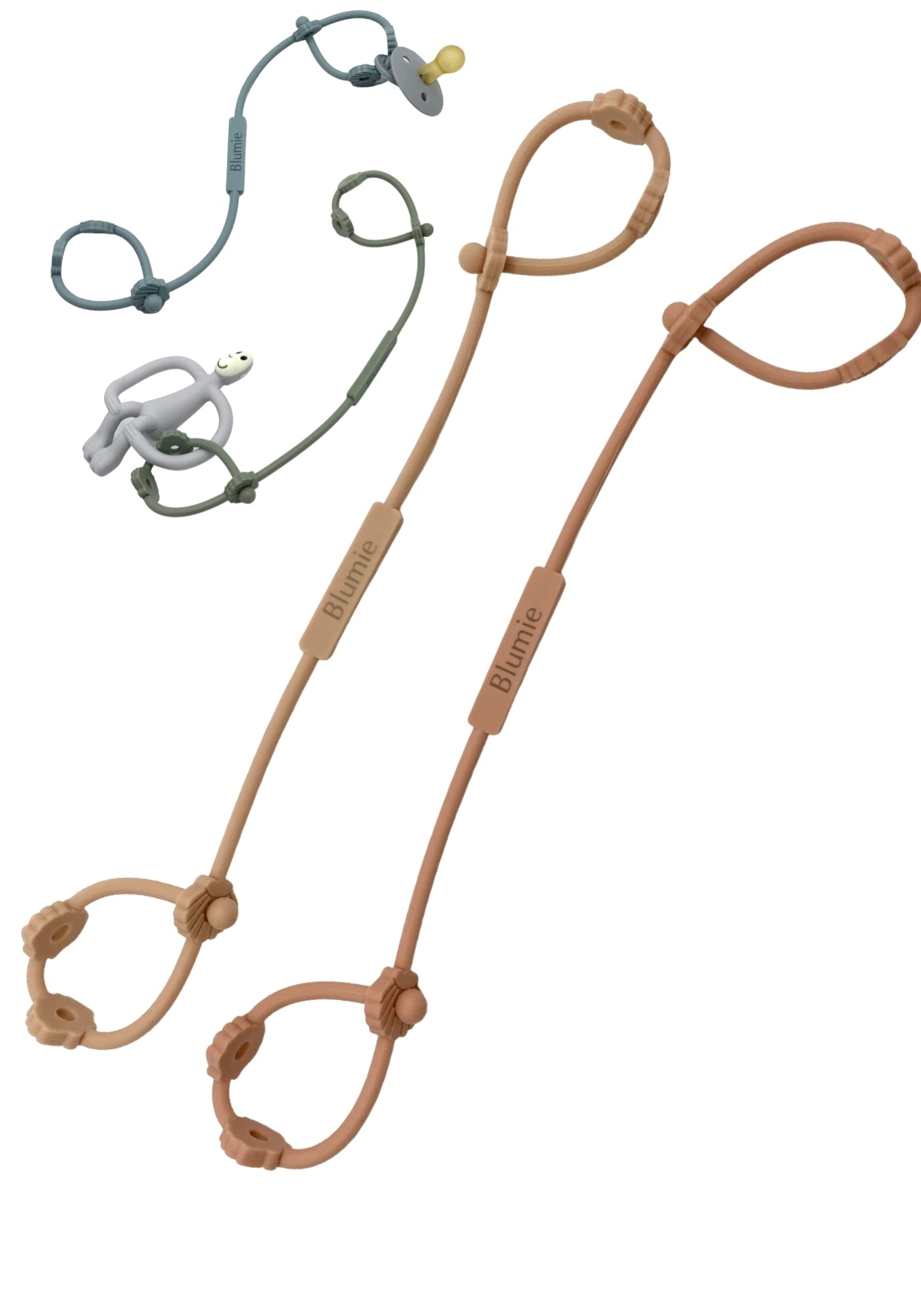 Blumie Silicone Dummy Clips, Toy Safety Straps (Muted Pink & Peach) — image 1