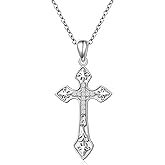 DAOSHANG 925 Sterling Silver Cross/Cross with Crown Necklaces for Women Celtic Knot CZ Cross Pendant Adjustable Chain Jewelry Present Birthday Chrismas Valentine