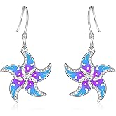 Starfish Dangle Earrings for Women - Silver Cute Ocean Animal Seastar Earrings Starfish Jewelry Starfish Gifts