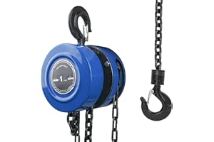 Biugaaufai 10 Feet Blue Manual Chain Hoist - Heavy Duty Chain 1 Ton Capacity, Lift Manual Hoist, Hand Chain Block Hoist for Industrial, Workshops, Warehouses, Automotive Machinery