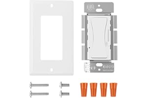 Slide Dimmer Switch,Light Dimmer Compatible with 300W LED & 600W Incandescent/Halogen Bulb,No Neutral Wire Required,Includes 