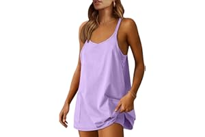 Caracilia Womens Summer Mini Dress 2024 Casual Sleeveless Spaghetti Strap Sundress Trendy Short Tennis Golf Athletic Dresses