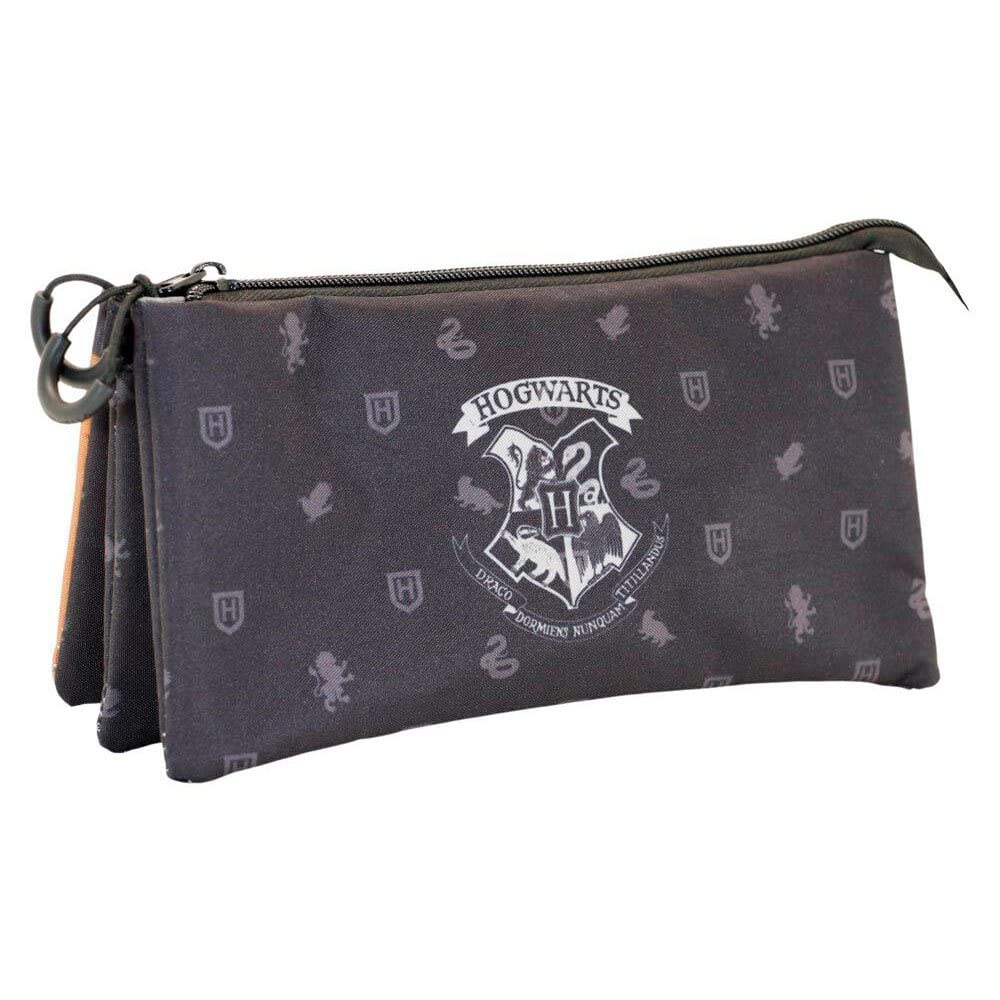 Harry Potter Hogwarts-FAN Triple Pencil Case, Black, 23 x 11 cm