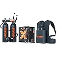 SMACO Mini Scuba Diving Tank 1.9L Double Scuba Tank Reusable Small Pony Bottle up to 45 Mins Dive Time Portable Twin 1.9L Diving Air Tank Kit Diving Cylinder for Underwater Exploration Rescue S700 Max