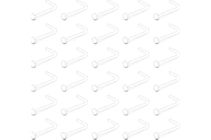 VCMART 18G 20G Clear Nose Studs Clear Nose Rings Plastic Nose Rings for Work for Surgery Bioflex Flexible Invisible Nose Pier